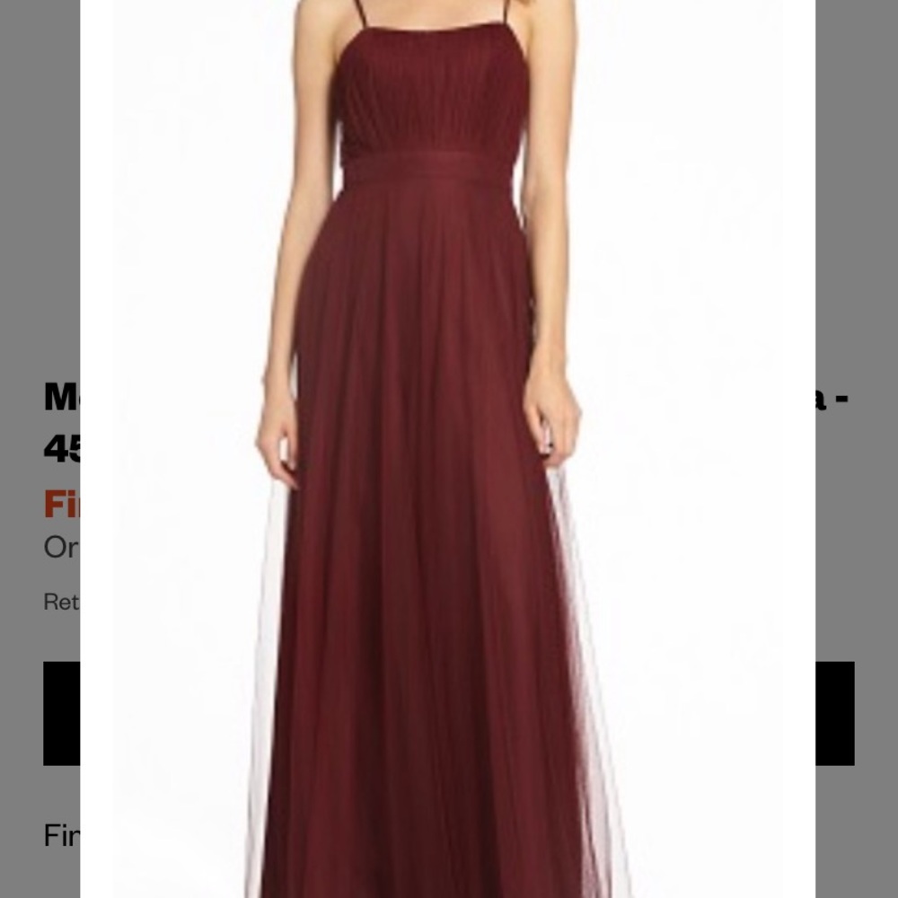 MONIQUE LHUILLIER Burgundy Chiffon Bridesmaid Gown